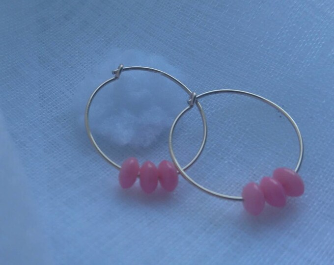 Hoop earrings with coral, gold fill hoops, minimal jewelry