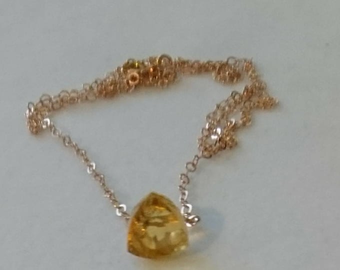 Faceted citrine necklace, November birthday gift for her, minimalist crystal birthstone necklace, rose gold jewelry, gift for mum, wife