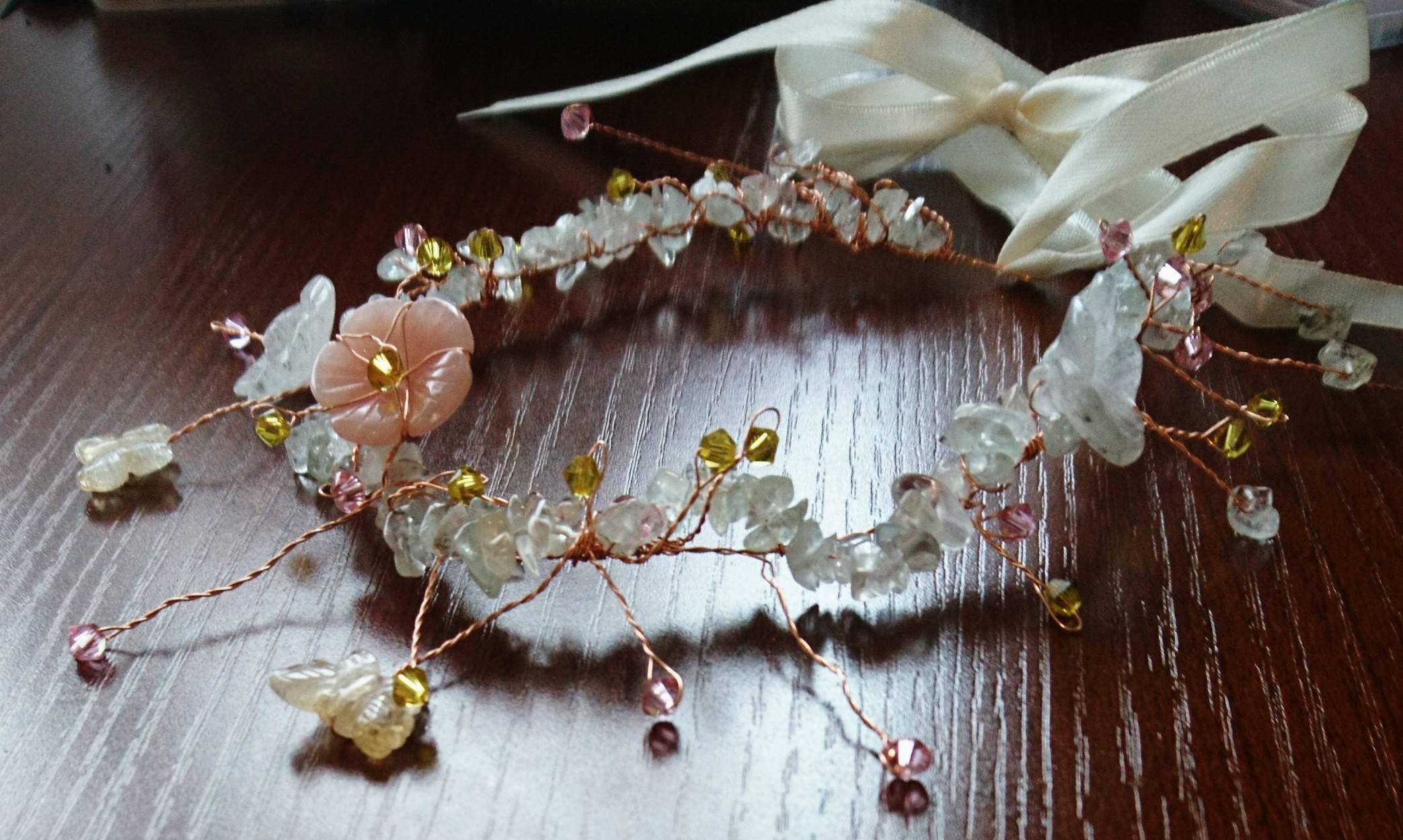 Midsummer dream tiara, woodland bride, Fairy gemstone crown, faerie ...