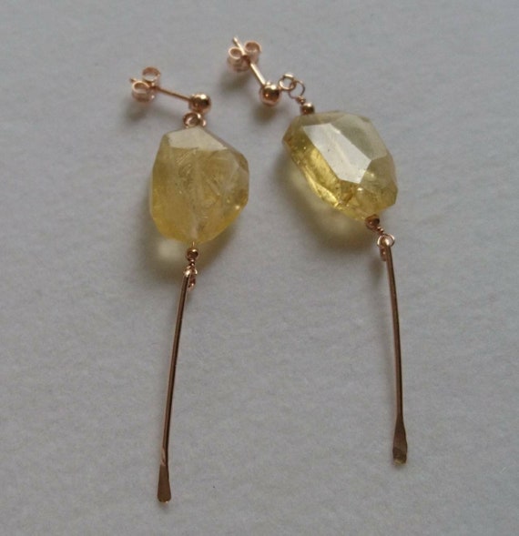 Statement Citrine Hammered Sterling Silver Leaf Stud Earrings Citrine Silver Teardrop Earrings Birthday Gift For Her Gemstone Earrings