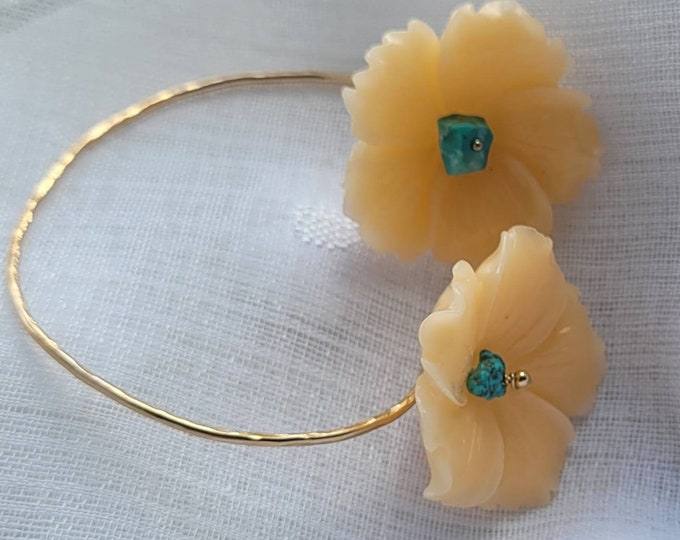 Flower bangle, summer jewellery, flower girl