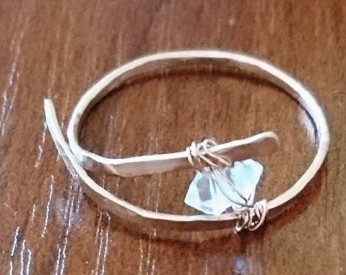 Herkimer diamond cross over ring, gift for her, April birthstone,