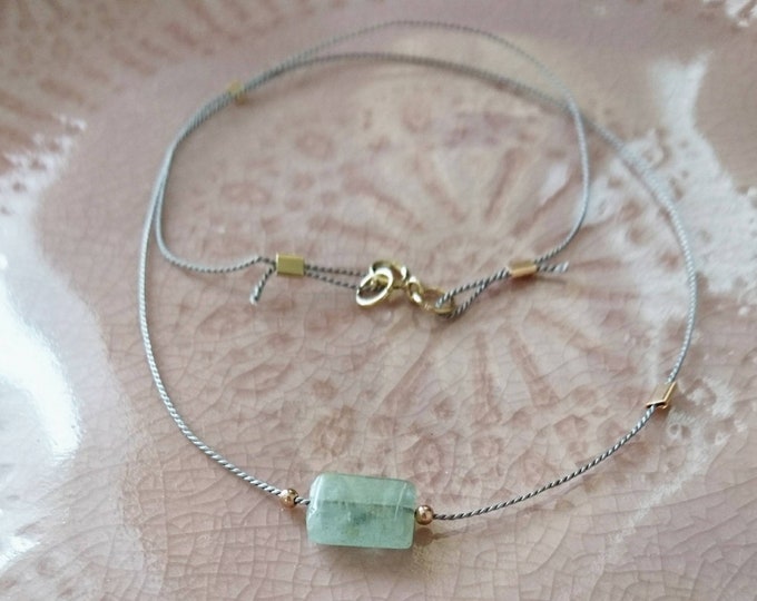 Aquamarine necklace with rose gold accents, boho chic jewellery