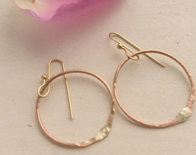 Mixed metal circle earrings