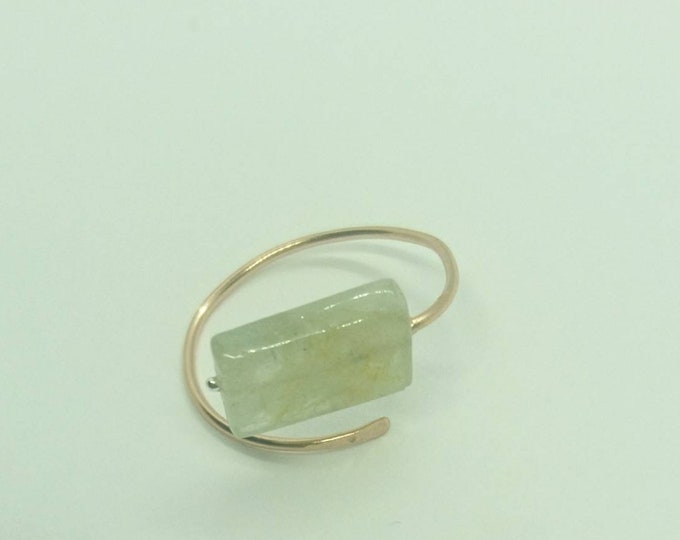 Aquamarine ring in gold fill, March birthday gift