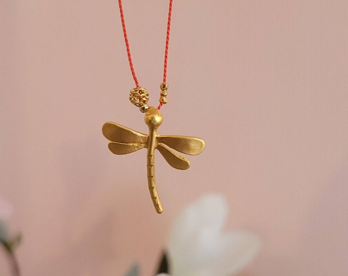 Dragonfly charm on cord, summer jewellery