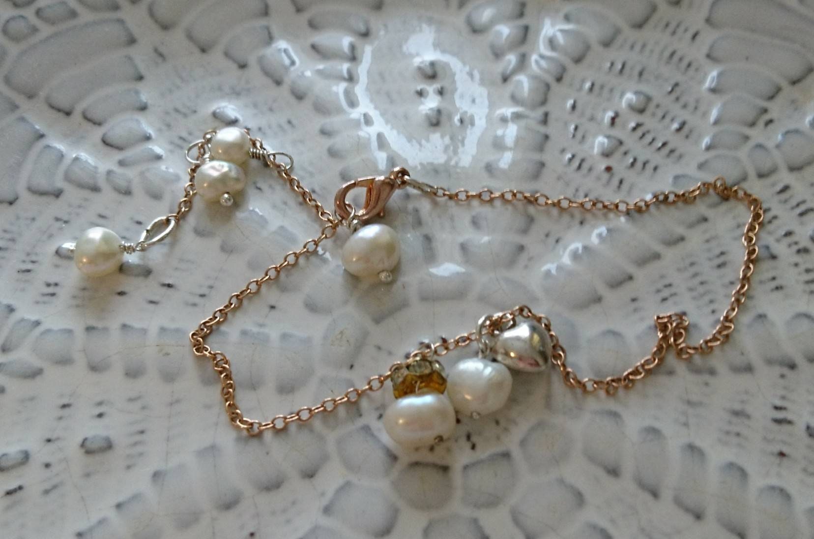 Rose Gold and Pearl Anklet Pearl Jewellery Gift for Her - Etsy UK