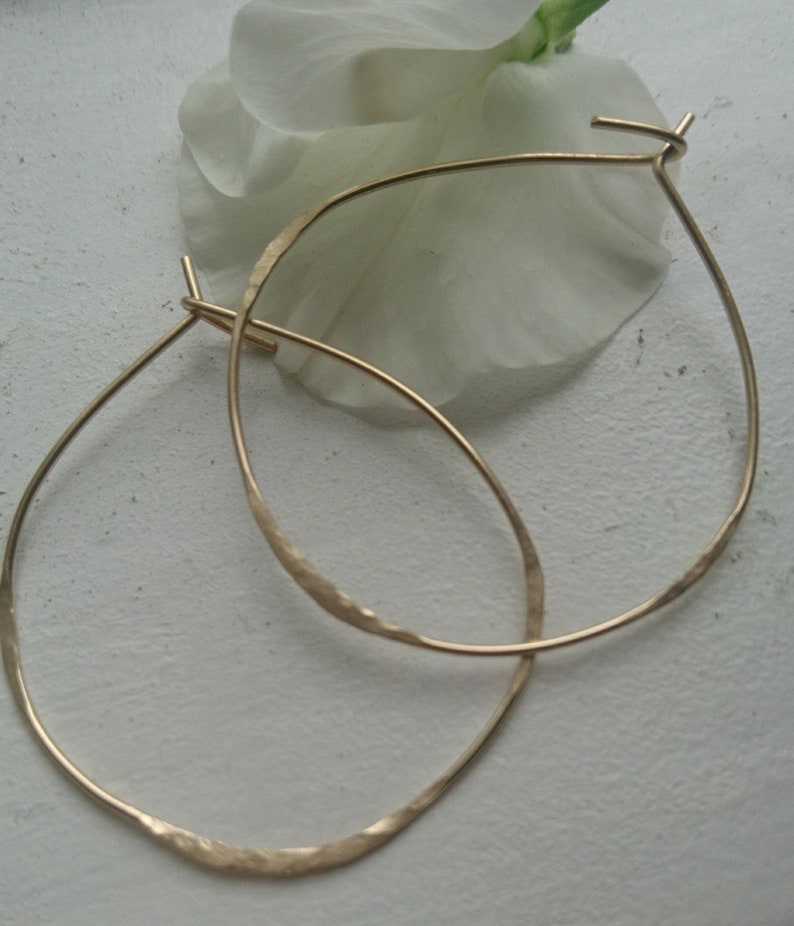 Hand textured hoop earrings irregular large hoop earrings in 14k gold fill,