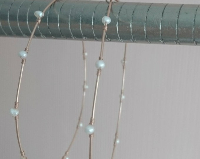 Pearl hoop earrings, large hoops with freshwater pearls, June birthday gift, statement earrings