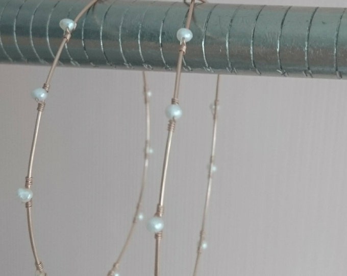 Pearl hoop earrings, large hoops with freshwater pearls, June birthday gift, statement earrings