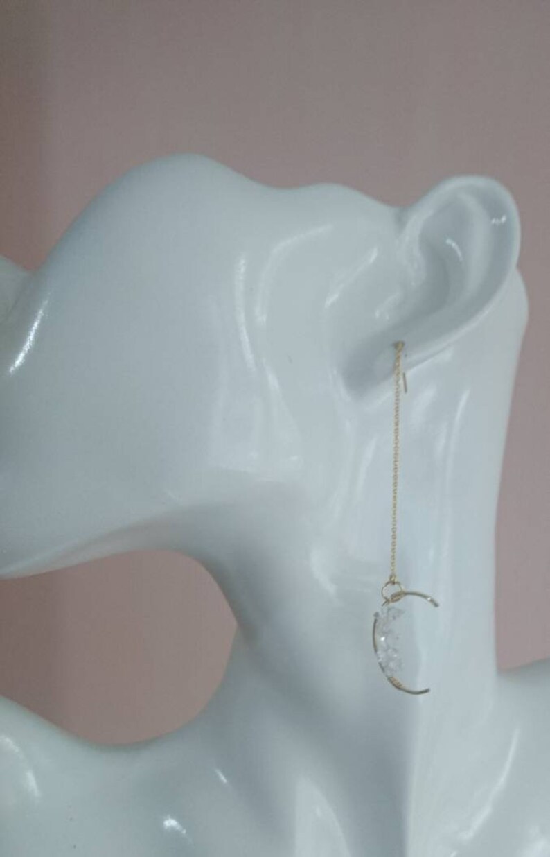 New Moon Earrings Celestial Drop Earrings Threader Earrings Etsy UK