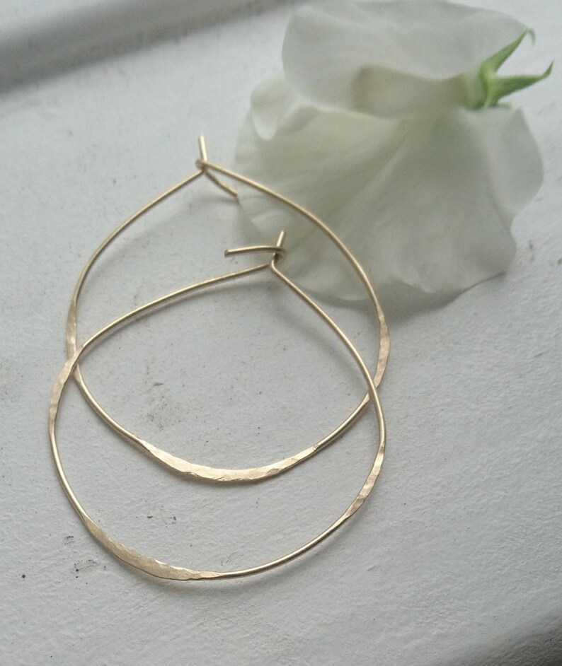 Hand textured hoop earrings irregular large hoop earrings in 14k gold fill,