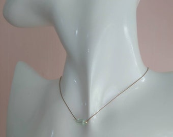 Aquamarine necklace on silk cord with 14k gold disco bead