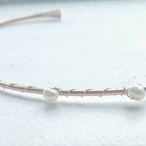 Pearl bangle, modern pearl jewellery, artisan jewelry with pearls, June birthday gift for her