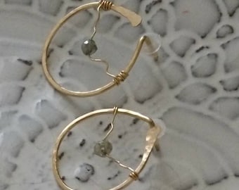Floating raw diamond horseshoe earrings, April birthstone gift for her, asymmetrical stud earrings,hammered minimal jewellery, modern dainty