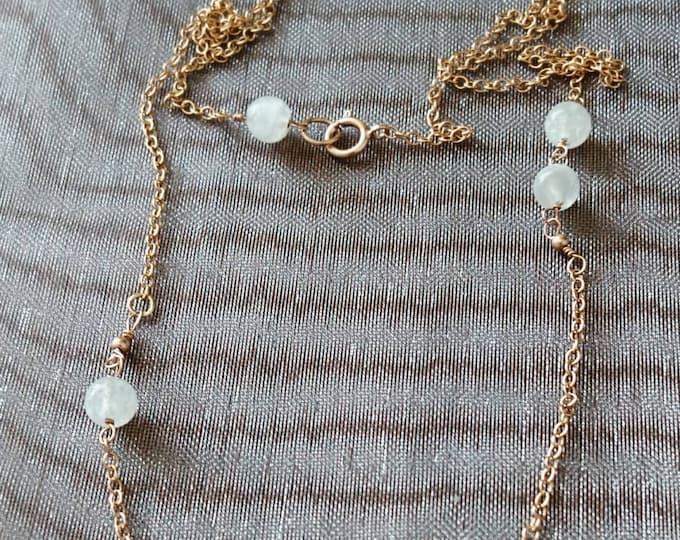 Moonstone necklace in rose gold,asymmetrical necklace,modern delicate jewelry,layering necklace, summer holiday fashion,gift for best friend