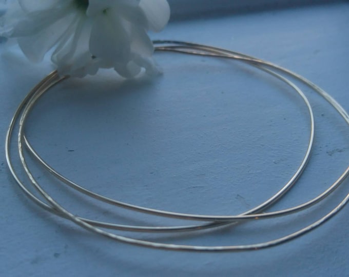 Hammered Bangle set in 14k gold fill, set of three hammered stacking bangles