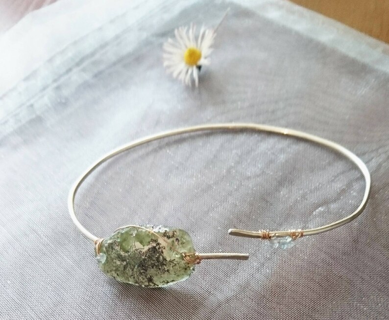 poetic jewellery, gift artefact style bracelet Ancient Roman glass bangle with aquamarine Roman glass jewellery one of a kind jewellery