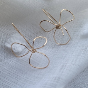 Abstract flower statement earrings in 14k gold filled, summer nights, holiday