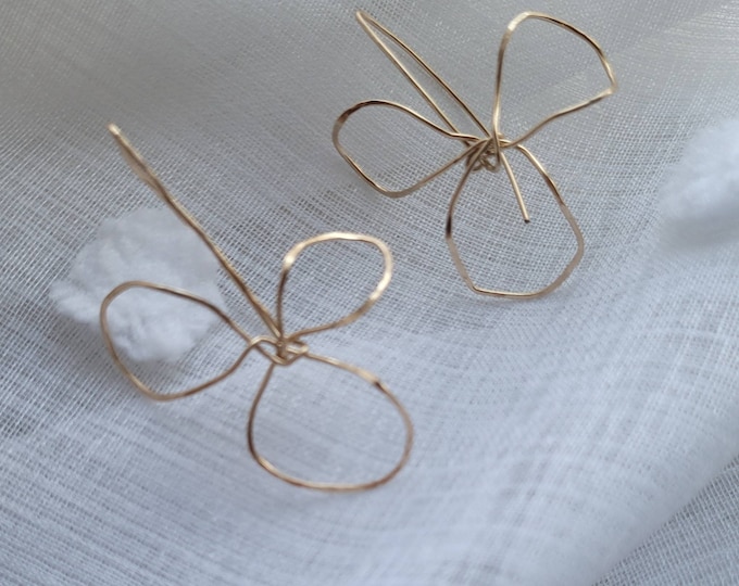 Abstract flower statement earrings in 14k gold filled, summer nights, holiday