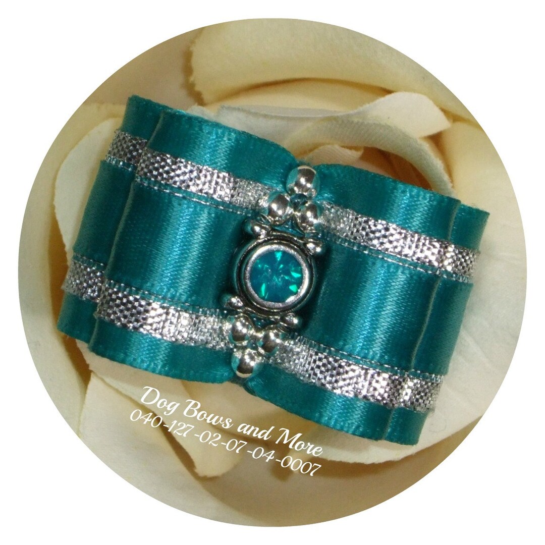 Dog Bows & More aquatic Topknot Dog Show Bow. Shih Tzu Show Bow, Biewer