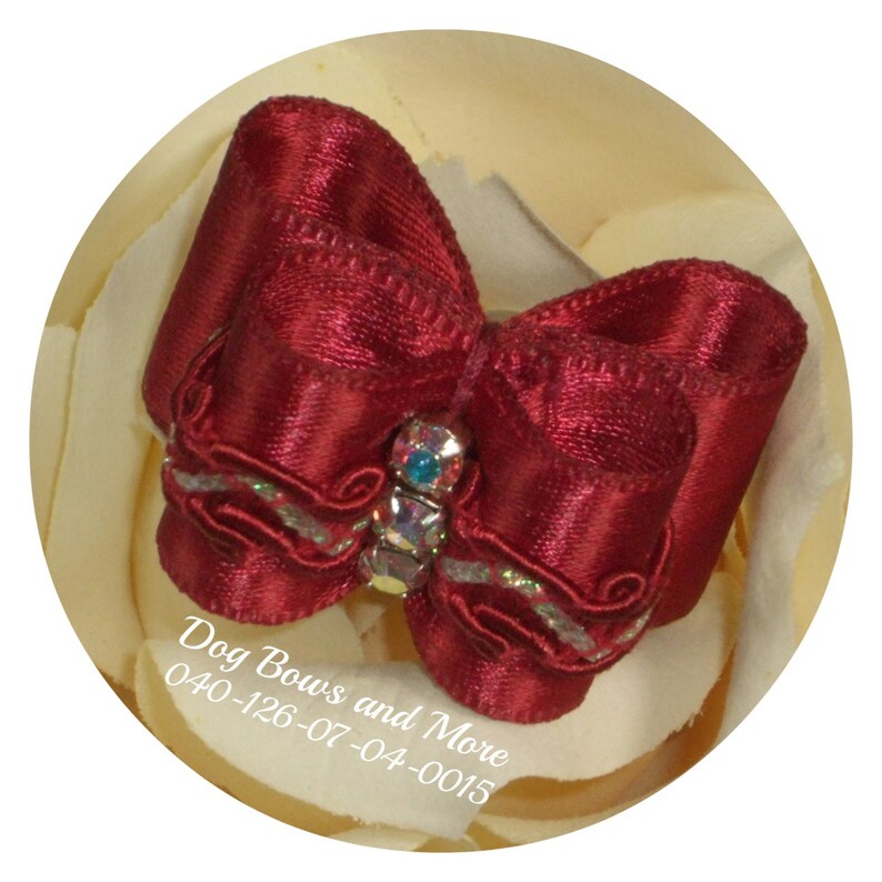 Shih Tzu bow dog hair bow Biewer bow Yorkie bow Dog Bows and More Garden Rose topknot dog show bow Fancy show bow elegant bow.