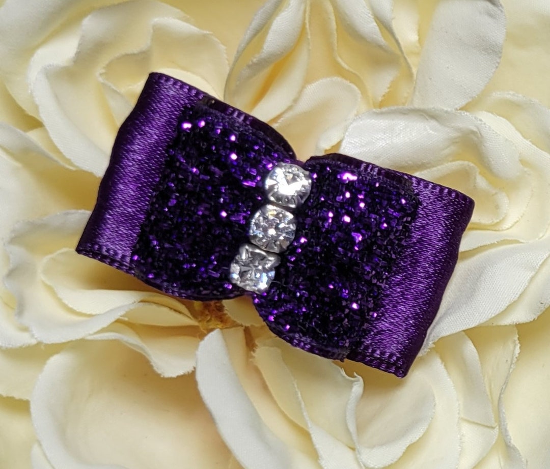 Dog Bows & More jubilee Purple Topknot Dog Show Bow. Yorkie Show Bow
