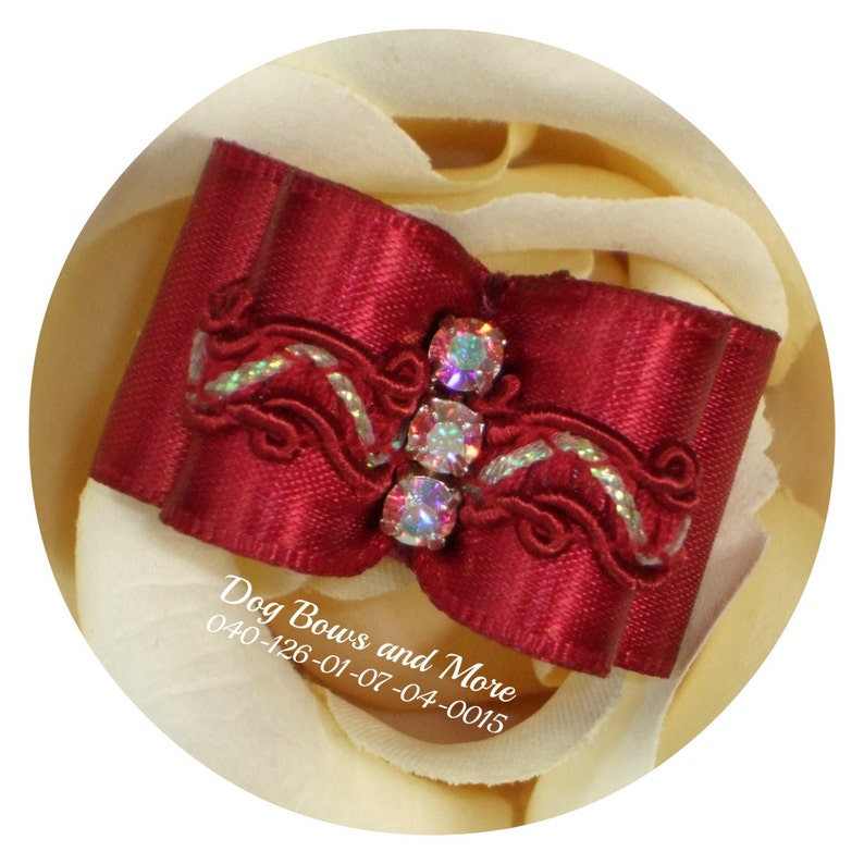 Shih Tzu bow dog hair bow Biewer bow Yorkie bow Dog Bows and More Garden Rose topknot dog show bow Fancy show bow elegant bow.