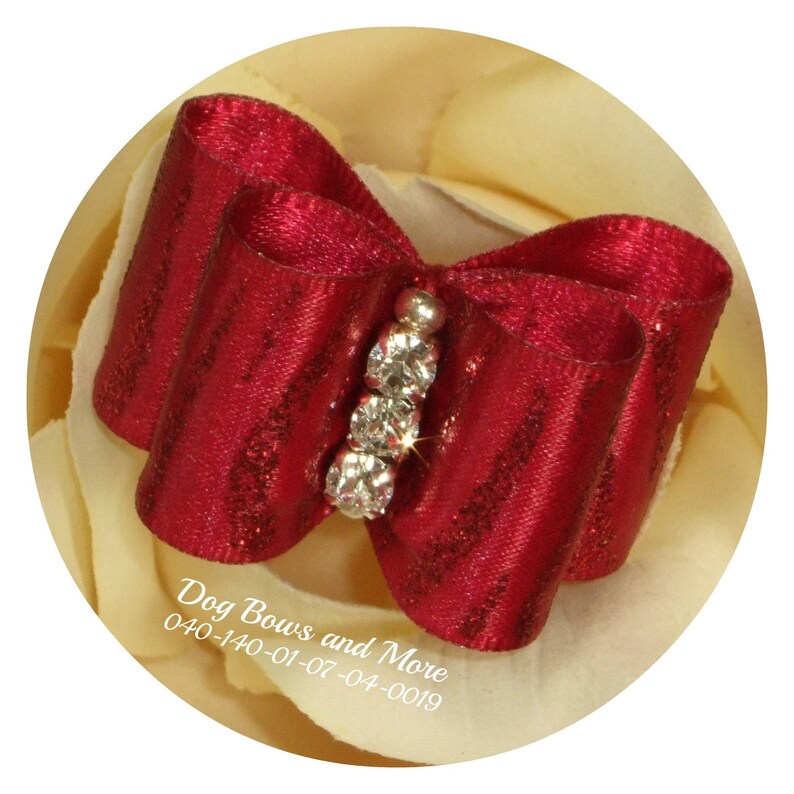 Dog Bows /& More Lola topknot dog show bow red show bow Maltese show bow Shih Tzu show bow dog bow Biewer show bow Yorkie show bow