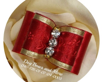 Dog Bows and More "Irresistible Red" topknot dog show bow. Shih Tzu show bow, Yorkie show bow, Maltese show bow, Biewer show bow, topknot