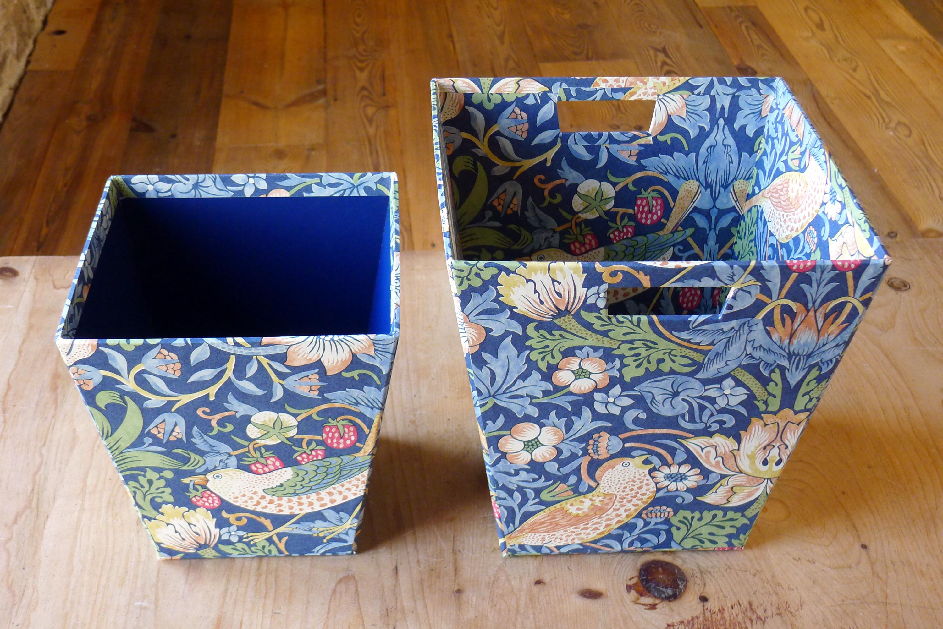 ウィリアム・モリス いちご泥棒 ネイビー ゴミ箱 - 手作りホーム収納