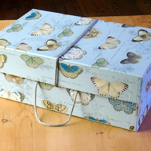 Wedding Travel Maxi Box in Papillon Cloud | Handmade in England | Wedding Travel Box | Abroad Wedding | Wedding Dress Storage | Hand Luggage