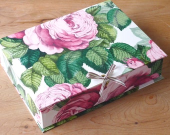 Stylish Box File English Rose Design - (A4) Office Collection & Stationery Handmade in England