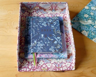 William Morris A4 In-Tray | Strawberry Thief Petite Plum | Office Collection & Stationery Handmade in England