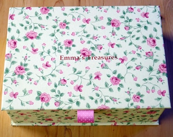 Personalised Floral Treasure Box – Handmade Rosebud Keepsake with Ribbon
