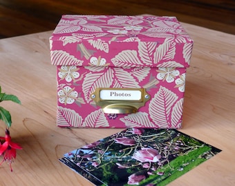 William Morris Photo Box: Bramble Red Floral Design, Handmade in England