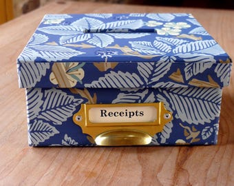 Receipt Box in William Morris Bramble Designs - Office Stationery & Home Storage | Handmade in England