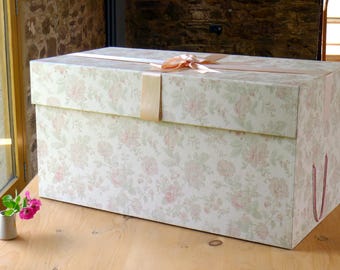Handmade Hollywood Extreme Wedding Dress Storage Box: Antique Pink Floral