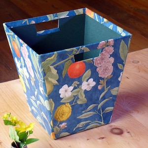 NEW Large Waste Paper Bin/Basket in Kew Navy - Home Storage Handmade in England | Home Office Decor | Gifts for Him | Handmade Gifts