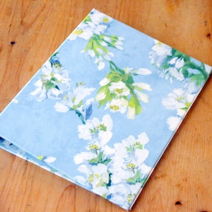 Handmade A4 Ring Binder: Orchard Blossom Sky, Floral Stationery
