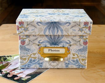 William Morris Photo Box: Strawberry Thief Petite Linen, Handmade in England