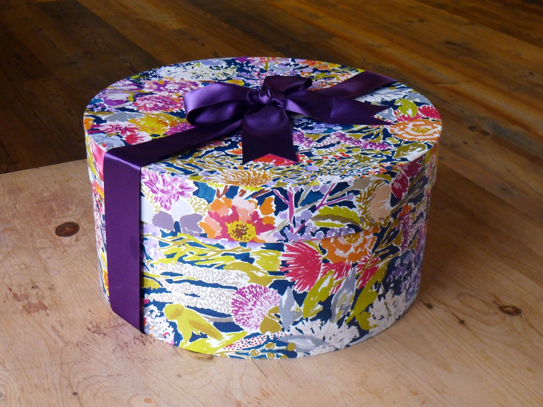 Large Edwardian Style Hat Box in Floribunda Design Handmade in England