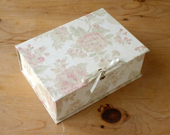 A5 Wedding Treasure Box with Ribbon Tie in Antique Pink - Handmade Gifts for the Bride or Bridal Party