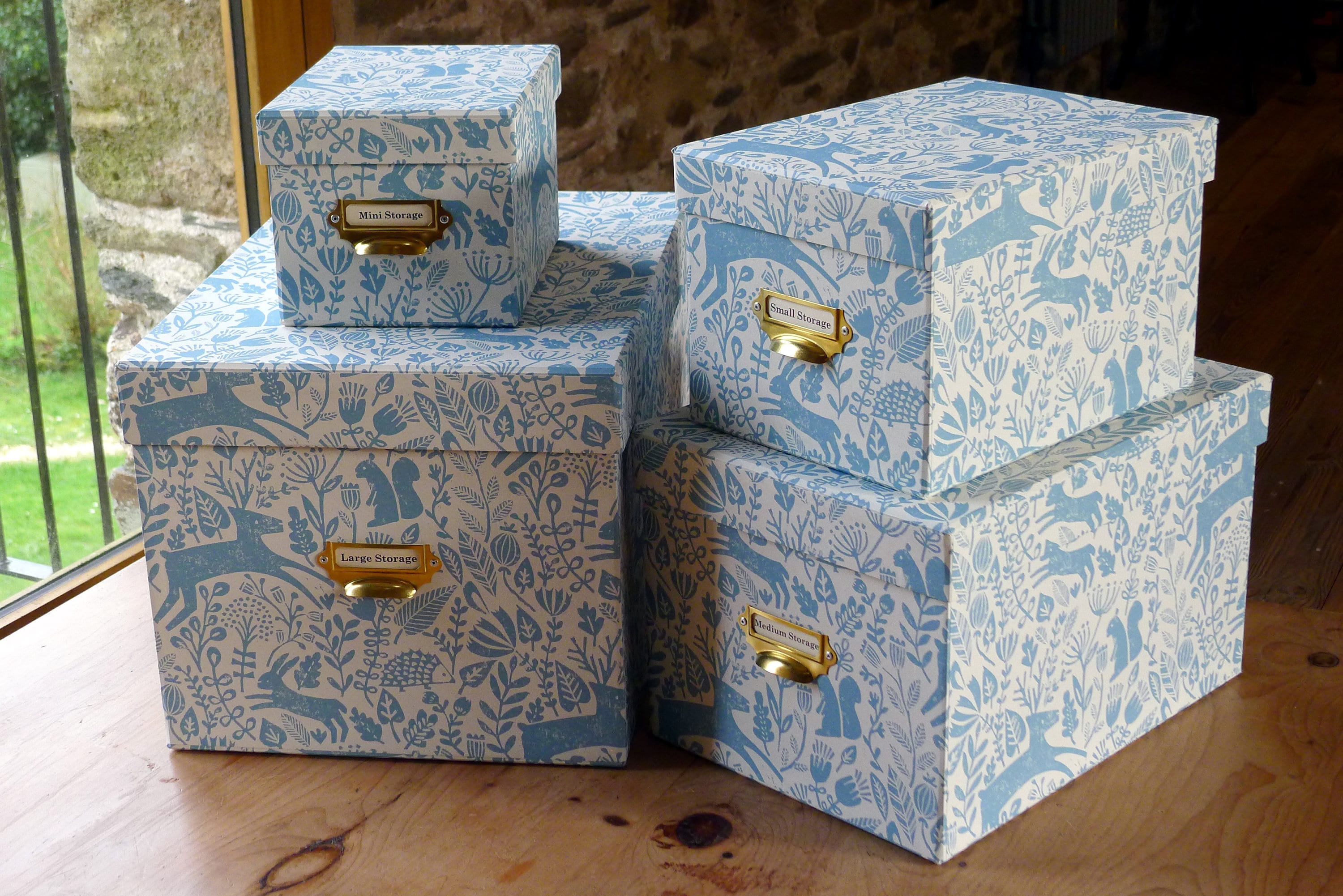 Handmade Storage Boxes Large Handmade Storage Box: Shaker Natural Blue Floral Design - Etsy