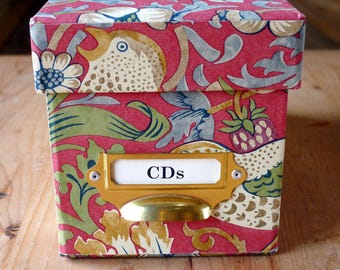 William Morris CD Storage Box: Strawberry Thief Red, Handmade Keepsake