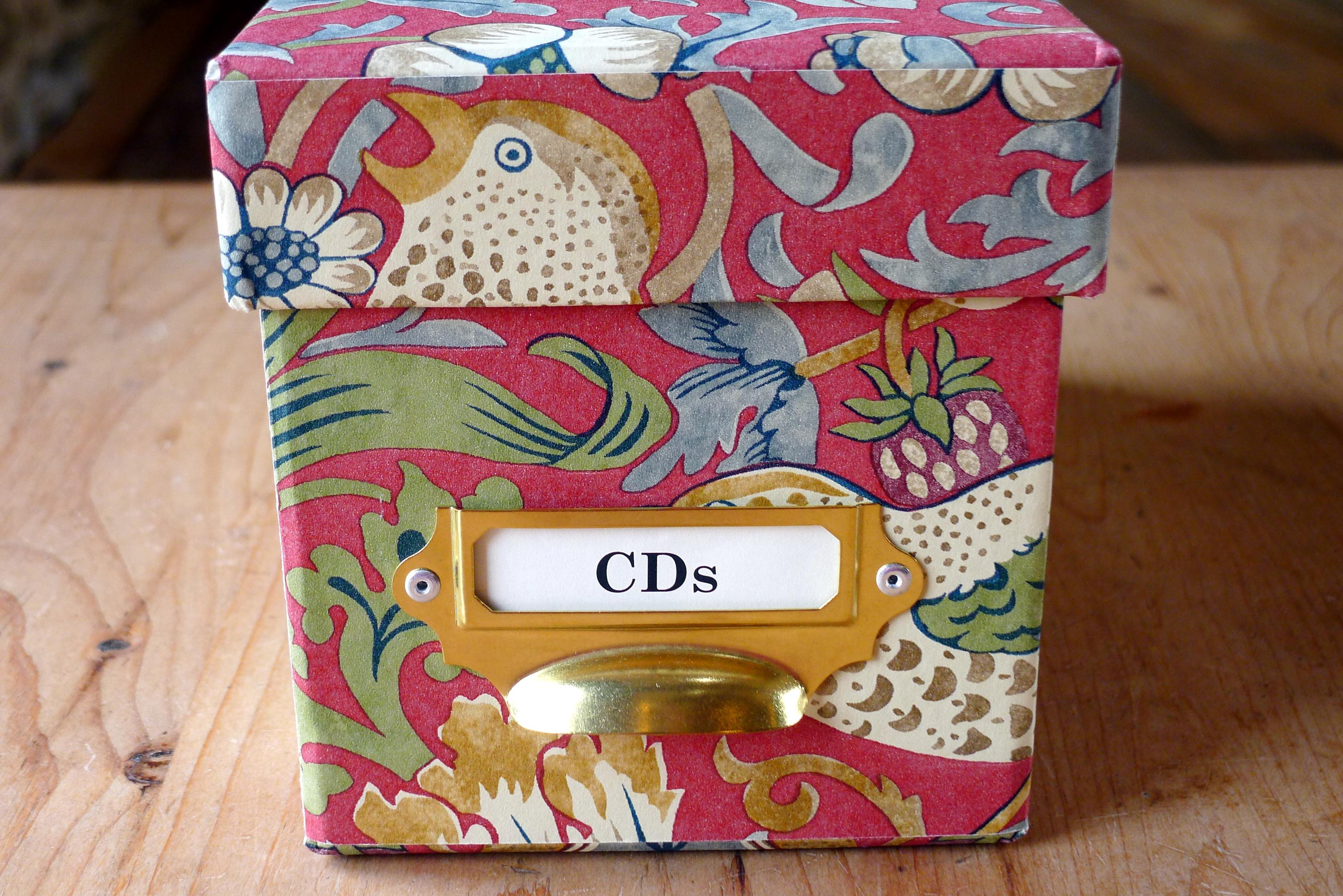 William Morris CD Storage Box: Strawberry Thief Red, Handmade