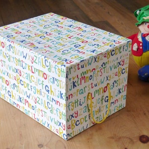 Toy Box for Children | Clever Home Storage | Handmade Toy Box | Alphabet Design | Nursery Decor | Playroom Decor