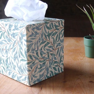 William Morris Tissue Box in Willow Green - Office Stationery & Home Storage | Handmade in England