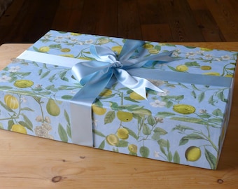 Traditional Standard Wedding Dress Storage Box in Kew Lemons: Handmade Keepsake