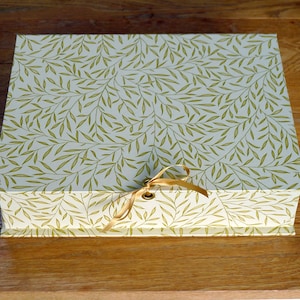 William Morris Box File in William Morris Lily Leaf Gold Design - (A4) Office Collection & Stationery Handmade in England | Office Storage
